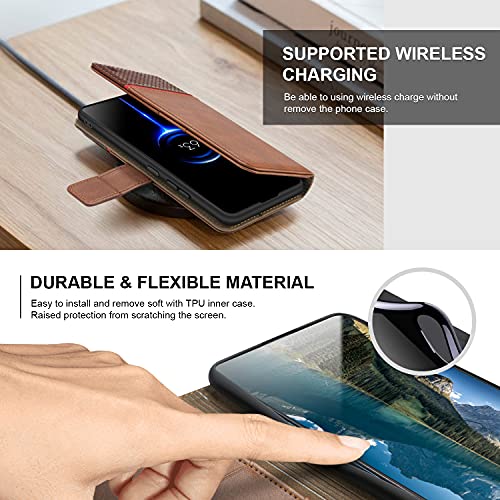 BEZ Funda Samsung S20 FE 5G, Funda para Samsung Galaxy S20 FE 5G, Estuche Flip Cover Protector en Cuero de Poliuretano con portatarjetas, Kick Stand, Cierre magnético, Marrón