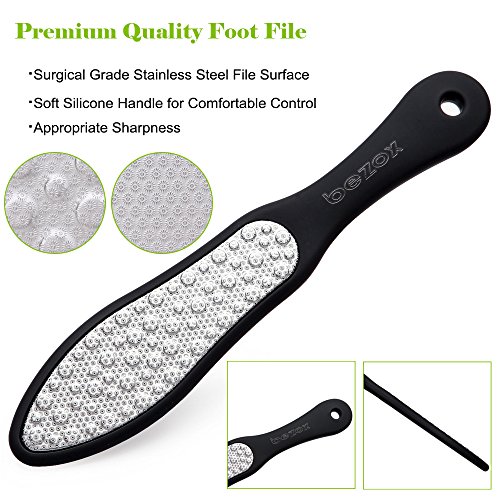 BEZOX Lima de Callos Embellecedora de Piel Muerta dura y Cuarteada - Exfoliante de Pies Doble Superficie Abrasiva - Eliminador de Callos - Acero Inox
