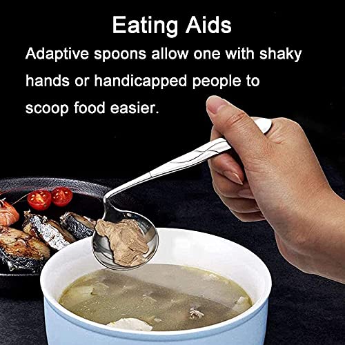 Bias&Belief Utensilios Curvos Adaptables Cuchara Angulada Anti-Shake Ayudas para Comerpara Ancianos,Parkinson,Artritis,Temblores en Las Manos,Discapacidad Left