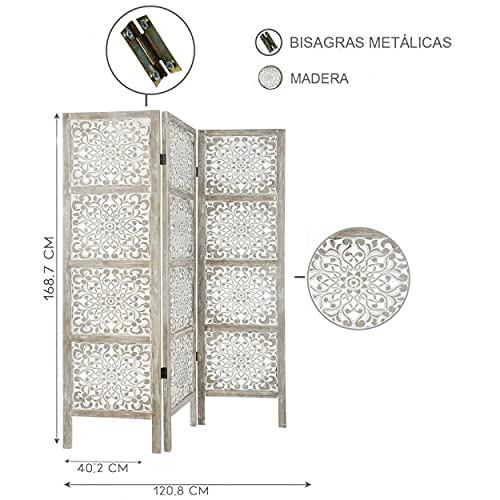 BIOMBO Separador DE Madera POLICROMADO EN Blanco ZUHA