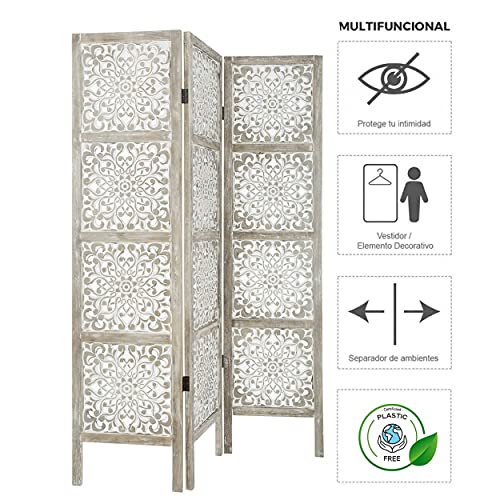 BIOMBO Separador DE Madera POLICROMADO EN Blanco ZUHA