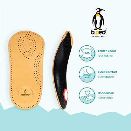 biped Plantilla Premium Mini de cuero de curtido vegetal - con botón - apoyo metatarsal - almohadilla para el talón z2225(38)