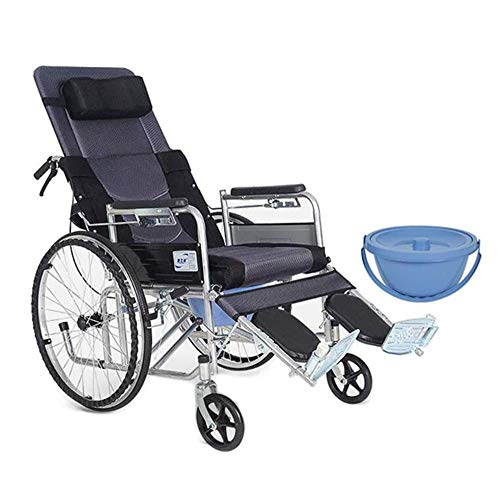 BJH Sillas de Ruedas para Personas Mayores, carritos para Personas Mayores con discapacidad, Ligeros, Plegables y cómodos, apoyabrazos con Respaldo para sillas de Ruedas y reposapiernas de eleva