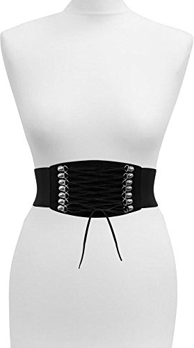 BlackButterfly Cinturón elástico de corsé de cintura de encaje de 10CM (Negro, L)