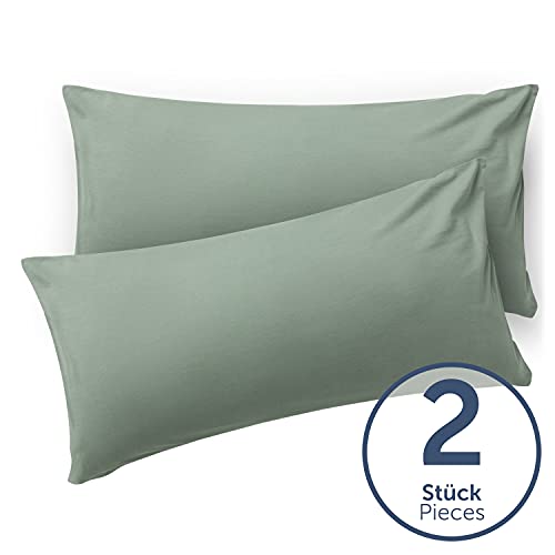 Blumtal Juego de 2 Fundas de Almohada - Funda de Almohada 135x45, Hecha de Suave Tela de Microfibra cepillada, Verde Verano, 45x135 cm