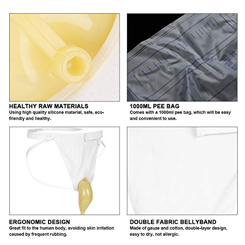 Bolsa de orina, colector de orina transpirable para hombres Orinal de cintura elástica Inodoro Cintura elástica Colector de reemplazo de orina de 1000 ml