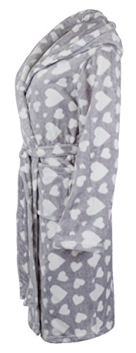 Brandsseller - Albornoz de microfibra para mujer, supersuave, tallas Color gris y blanco. S-M