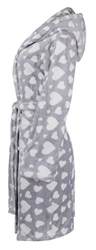 Brandsseller - Albornoz de microfibra para mujer, supersuave, tallas Color gris y blanco. S-M