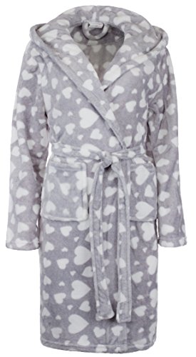 Brandsseller - Albornoz de microfibra para mujer, supersuave, tallas Color gris y blanco. S-M