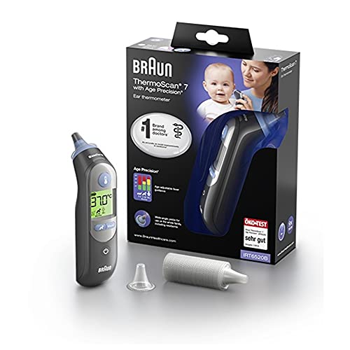 Braun ThermoScan 7 termómetro de oído (age precision, silencioso, indicación de fiebre con ódigo de colores, fiable, higiénico, rápido, clínicamente preciso, suave, fácil de usar, bebé) IRT6520B