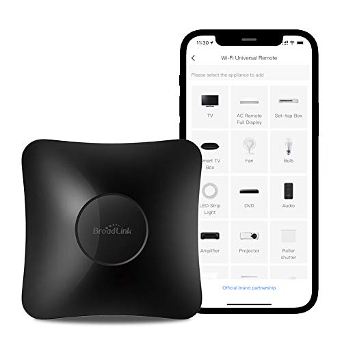 BroadLink RM4 Pro IR y RF Universal Remoto Todo en Uno Hub Aprendizaje Código WiFi Control Remoto para Smart Home y Dispositivos de Entretenimiento TV, STB, A/C, motor de cortina, Compatible con Alexa