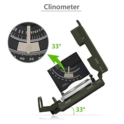 Brujula con Clinometro Brujula Orientación Camuflaje Brujula Profesional Metalica Impermeable IP65 con Bolsa de Transporte para Acampada Senderismo Montañismo Trekking Caza Geografia