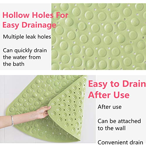 BUYGOO Alfombrilla de Ducha Antideslizante para Baño 56 x 56 cm Diseño de Triángulo, con Agujero de Drenaje para Ducha o Bañera, PVC, Antideslizante Estera de Bañera