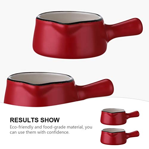 cabilock 2 Unidades de Jarro de Cerámica para Crema Jarro para Leche Mini Jarro para Salsa de Café Jarro de Cerámica para Salsa de Servidor Tazón de Inmersión con Mango Rojo