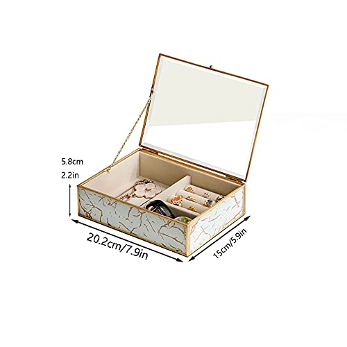 Caja Joyero Caja De Joyería, Joyería De Cristal De Lujo Organizador De Joyería Elegante Pavo Real Pluma Oro Frontera Decoración Anillo Collar Pendientes Reloj De Almacenamiento Caja Regalo De Las Seño