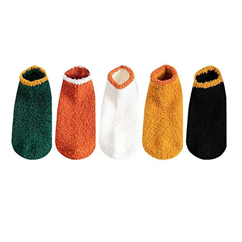 Calcetines 5 pares Pack Warm Invierno Slight Slipper Socks con antideslizante,Tobillo Peluche Calcetines para dormir Fuzzy Cozy Corral Fleece Bajo Corte Calcetines Calcetas Deportivas ( Color : C )