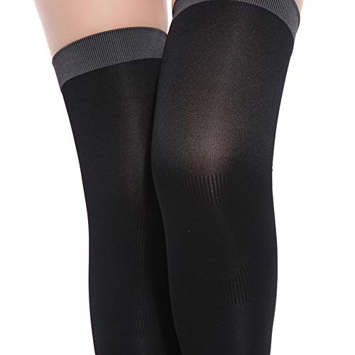Calcetines de compresión NSDD para mujer, calcetines altos con puntera abierta, para dormir durante la noche, adelgazar, calcetines de compresión elásticos para el muslo y la niña negro negro