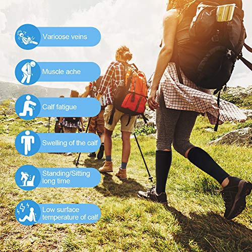 Calcetines de compresión para hombres y mujeres, protector de pantorrilla (20-30 mmHg), mangas de compresión para piernas para soporte de piernas, correr, viajar, deportistas hombres y mujeresXL