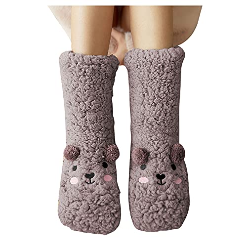 Calcetines de dormir antideslizantes para mujer, de invierno, térmicos, de lana y algodón, suaves y clásicos, calcetines cálidos para el regalo de Navidad, c, Talla única