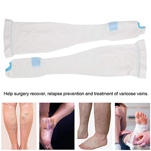 Calcetines de venas varicosas, medias de compresión cómodas Eins evitan venas varicosas para la prevención de recaídas para la recuperación de cirugía (medias de trombo de tubo largo (blanco puro), L)
