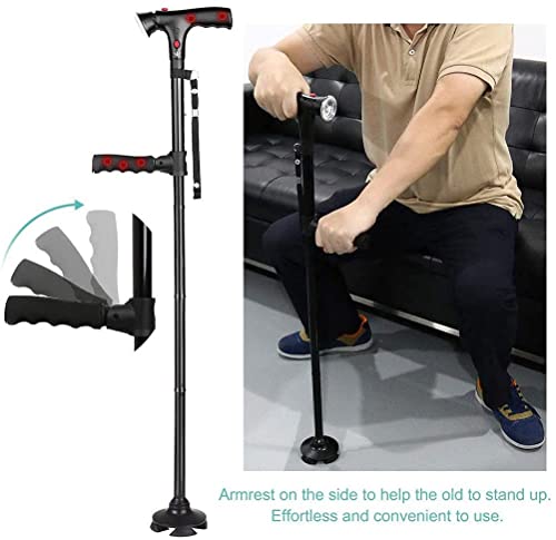 Caminantes para personas mayores Bastones plegable Bastón Muleta antideslizante médico superior muletas for perros Ligera multifuncional ajustable aleación de aluminio Walker con luz LED Rollator Walk
