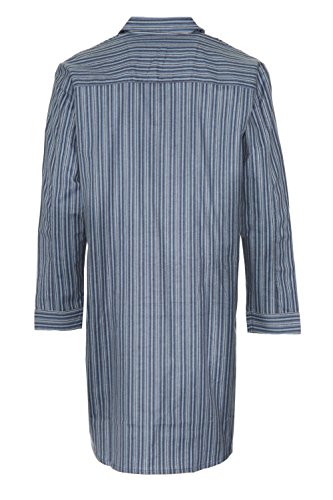 Camisa de dormir de algodón cepillado para hombre campeón a rayas (M - 6XL), azul marino, XXXXL