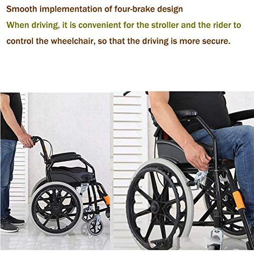 CANDYANA Silla De Ruedas Electrica Plegable Easy Ultralight, Respaldo Plegable Sillas De Ruedas Reposapiés Y Reposabrazos Abatibles Desmontables Se Pliega para El Transporte