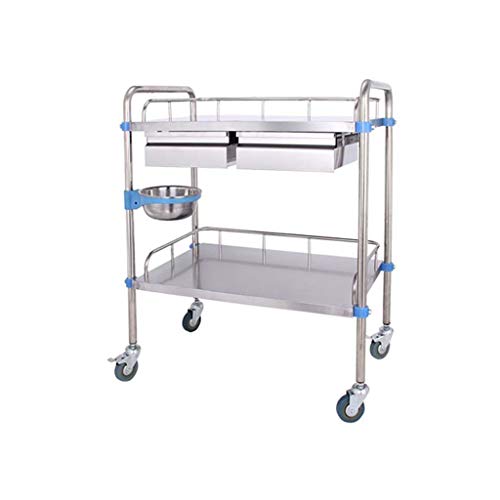 Carro Médico Carro Médico, Carro Médico de Acero Inoxidable, Ensamble Carro Pequeño Quirúrgico, Vehículos de Rescate para Cambio de Instrumentos de Vehículos, Carga 100 Kg, T-C, S-60 * 40 * 86 cm