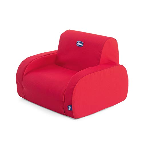 Chicco Twist Sillón Infantil Convertible en Chaise Longue y Butaca, Sofá Infantil con 3 Configuraciones, Silla Cómoda y Ligera, Transformable – Puff Niños a Partir de 12 Meses, Color Rojo (Red)