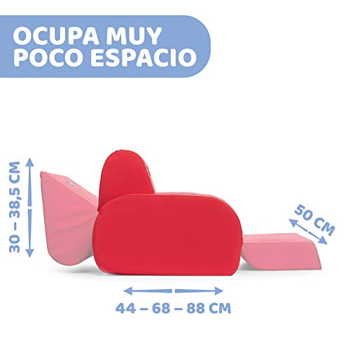 Chicco Twist Sillón Infantil Convertible en Chaise Longue y Butaca, Sofá Infantil con 3 Configuraciones, Silla Cómoda y Ligera, Transformable – Puff Niños a Partir de 12 Meses, Color Rojo (Red)