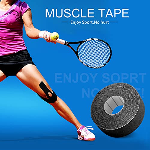 Cinta de kinesiología, cinta muscular resistente al agua para gimnasio deportivo, cinta de fisioterapia deportiva con adhesivo elástico de algodón para pierna, pecho, brazo, espalda(negro)