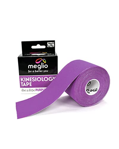 Cinta de Kinesiología Meglio Rollos 5 m, Sin Látex, Fleje de Vendaje Deportivo Hipoalergénico, Transpirable, Cintas Adhesivas Impermeables de Apoyo Muscular para Deportes y Recuperación de Lesiones