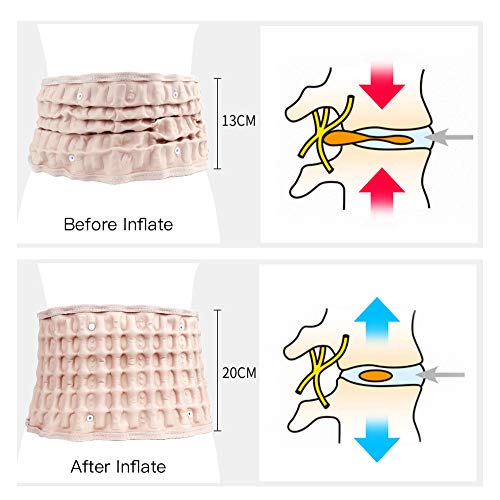 Cinturón de Descompresión Lumbar Soporte Espalda Masaje Espinal Tracción Inflable de cintura Alivio de la espalda, Abdomen de cintura Correa de soporte fijo Disco lumbar para 29-49 Pulgadas Cintura