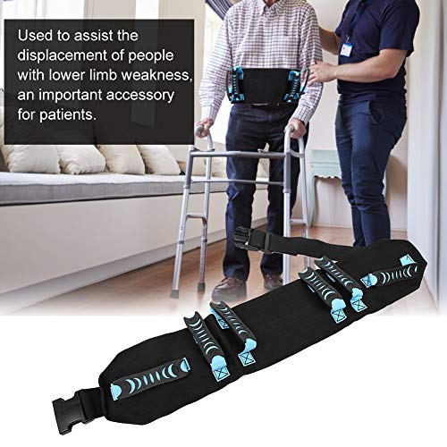 Cinturón de tracción para la cintura del paciente, cuidado de ancianos y pacientes, caminar, mover, transferir, soporte de seguridad para enfermería, cinturón de asistencia (negro)