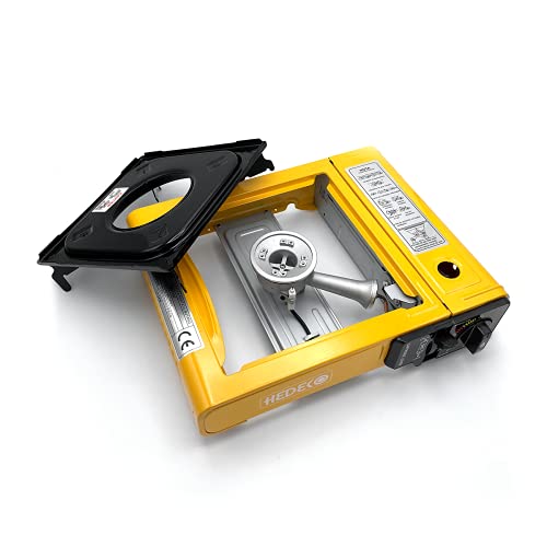 Cocina pórtatil de gas. Campingaz. Hornillo de camping portatil para acampadas. TAMAÑO: 36 x 9 x 31,5. COLOR AMARILLO. POTENCIA: 2,3 KW. Manual instrucciones incluido. Camping.