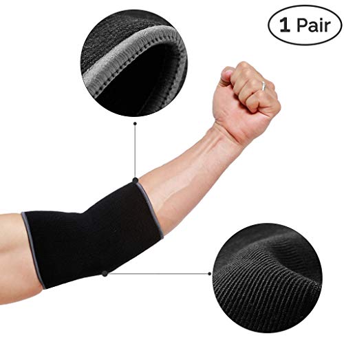 Codera ancha de sujeción (1 Par) - Tejido ligero, elástico y transpirable - Marca Neotech Care - Compresión media - Negro (Talla L)