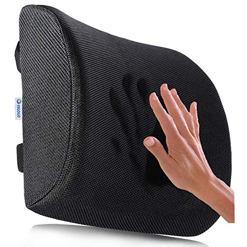 Cojín de espuma de memoria para el soporte lumbar, cojín de viaje transportable con funda de malla en 3D, protector ortopédico, negro, para masajear y aliviar el dolor, de Ergogo