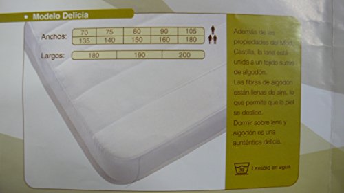 COLCHÓN DE Lana 100%, CUBRECOLCHÓN ANTIESCARAS, Topper Sistema DE Descanso Tradicional Bienestar del SUEÑO (Lana 500 GR + Algodon, Cuna 60 X 120 CM)