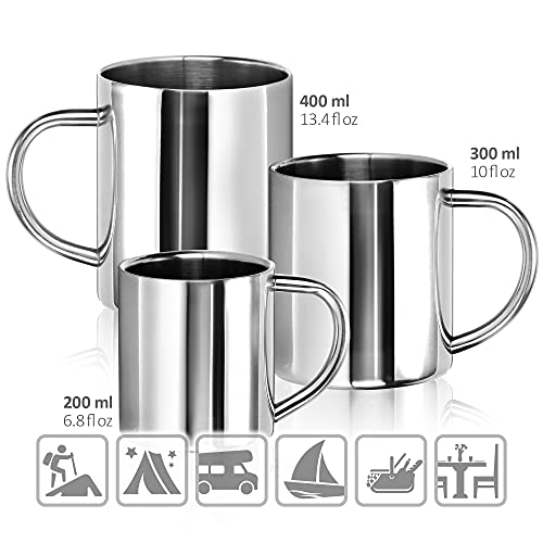 com-four® Taza de café de acero inoxidable - Taza de café - Taza termo-bebedora hecha de acero inoxidable - Taza con aislamiento de doble pared - SIN BPA (300ml)