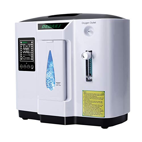 Concentrador de oxígeno, 90% Alta Pureza 1-7L / min Generador de oxígeno de flujo O2 Hogar inteligente LED portátil con control remoto para uso doméstico y de viaje en automóvil, DE-1A