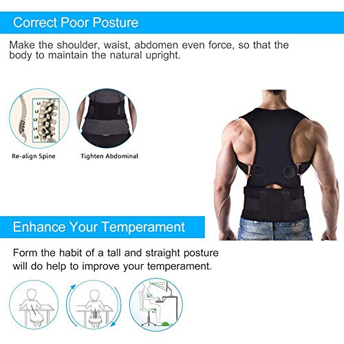 Corrector de Postura con soporte recto Ultrafino respirable Vendaje de elástico en la cintura del hombro para hombres y mujeres (circunferencia de la cintura de 80 cm a 120 cm) (XXL)