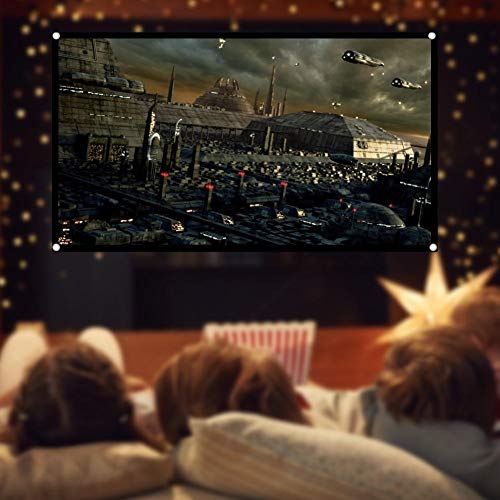 Cortina de proyección Plegable, Pantalla de proyector HD portátil 16: 9, Cortina de proyección Antiarrugas para Interiores y Exteriores, poliéster, Varios tamaños, para Cine en casa(120 Pulgadas)