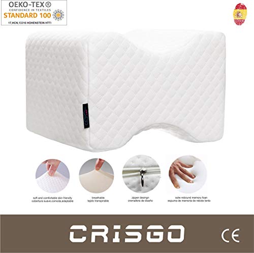 CRISGO Almohada cojín piernas para Dormir de Lado, Embarazadas, Alivia Dolores de ciática, Espalda, Caderas, ergonómica de Espuma Memoria, reduciendo la presión en articulaciones y Zona Lumbar