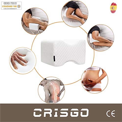 CRISGO Almohada cojín piernas para Dormir de Lado, Embarazadas, Alivia Dolores de ciática, Espalda, Caderas, ergonómica de Espuma Memoria, reduciendo la presión en articulaciones y Zona Lumbar