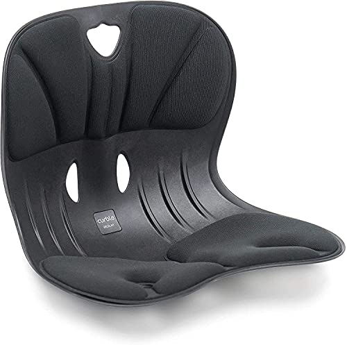 Curble Wider - Silla ergonómica, cojín de tela, soporte para la espalda, corrección de la espalda y soporte lumbar para el dolor lumbar (negro)