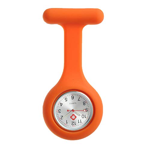 Cxypeng Mujer Niña Reloj Médico,Lámpara de Mesa Colgante de Mesa de Enfermera de Silicona Colorida, Mesa de Prueba de Pin médico, Naranja,Reloj de enfermería