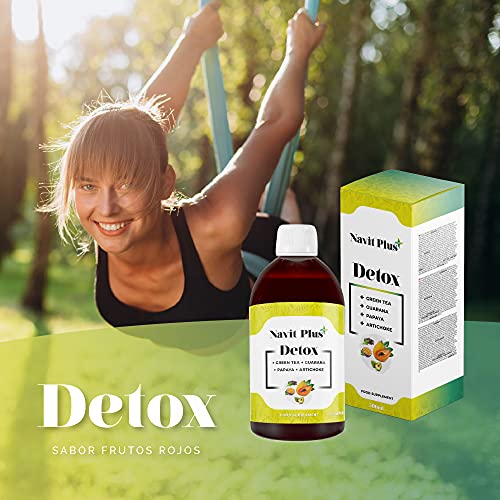 Detox adelgazante | Diurético potente natural líquido 500ml sabor frutos rojos | Formula detox drenante, antioxidante | Eliminación de toxinas | Te verde, guaraná, papaya, alcachofa | VEGANO