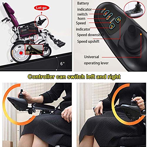 DGPOAD Silla De Ruedas Eléctrica, Silla De Ruedas Eléctrica Plegable Silla De Ruedas Eléctrica Ligera Scooter Médico Portátil, Soporta 330 LB, Silla De Ruedas Inteligente Automática/Púrpura