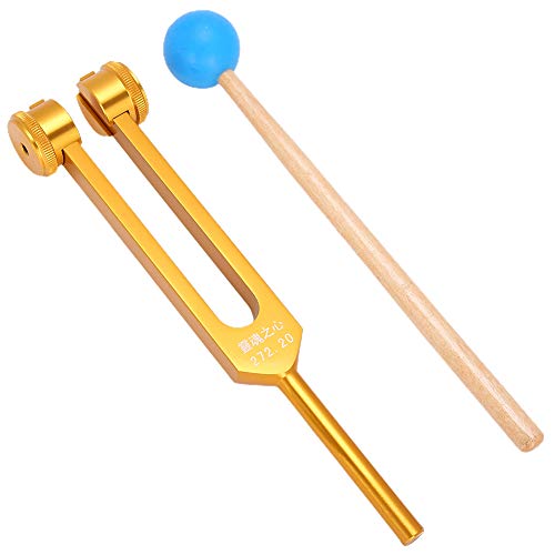 Diapasón de afinación de 272,2 HZ con bolsa de almacenamiento, diapasón de sanación de sonido con martillo, diapasón de aleación de aluminio para aliviar el estrés