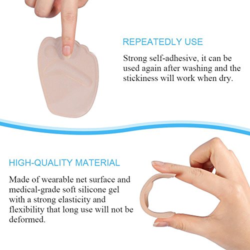 DOACT 2 pares de Plantillas para Tacones, Almohadilla Metatarsal para Proteger los Pies para Evitar la Adherencia, Ortesis para Aliviar el Dolor del Antepié (35-40EU) (Beige + Negro)